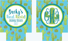 Load image into Gallery viewer, Cactus Party Huggers. Final Fiesta Party Coolies. Monogrammed Mexican Party Favors. Fiesta Birthday or Bachelorette Party Favors!