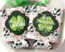 Load image into Gallery viewer, St Patrick's Day Party Favors. St Patricks Bachelorette Koolies. Monogram Irish Party Favors. Personalized Can Coolers!