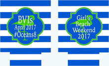 Load image into Gallery viewer, Beach Striped Party huggers. Pineapple Bachelorette or Birthday Coolies.Pineapple Wedding Shower Favors! Pineapple party huggers.