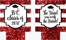 Load image into Gallery viewer, Graduation Stripe Party Huggers. Graduation Party Favors. Monogram Graduation Party Favors. Personalized Grad Party Hugger