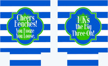 Load image into Gallery viewer, Beach Striped Party huggers. Pineapple Bachelorette or Birthday Coolies.Pineapple Wedding Shower Favors! Pineapple party huggers.