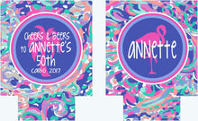 Load image into Gallery viewer, La Playa Personalized Beverage Insulators. Preppy Party favors. Monogram Bachelorette or Birthday Party Favors. Beverage Coolies!