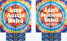 Load image into Gallery viewer, Tie Dye Party Huggers. Hippie 70's tie dye Birthday Party Huggers. Retro Birthday Coolies. 70's theme Party Favors