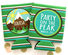 Load image into Gallery viewer, Mountain Bachelorette Party Huggers. Mountain Party Favors. Girls weekend coolies. Camper Girls Trip Favors. Personalized Camping Huggers!