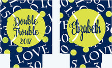 Load image into Gallery viewer, Tennis Love Party Huggers. Tennis team Coolies. Tennis Gifts. Custom Tennis Birthday Party Favors. Personalized Tennis Coolies!