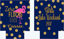 Load image into Gallery viewer, Flamingo "Glitter" Beverage Huggers. Flamingo Party Coolies. Flamingo Birthday or Bachelorette Party Favors. Flamingle Party Favors!