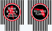Load image into Gallery viewer, Pirate Party Stripe Coolies. Party like a Pirate Coolies. Bachelor or Bachelorette Party Favors. Personalized Bachelorette Coolies!