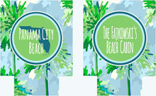 Load image into Gallery viewer, Palm Tree Beverage Insulators. Beach Bachelorette or Birthday Beach Party Favors. Personalized Family Vacation Beach Coolies! Beach Wedding