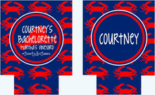 Load image into Gallery viewer, Crab Party Huggers. Bachelorette or Birthday Beach Favors. Beach Vacation Party Favors. Beach Vacation Beverage Insulators! Crab Boil Favors