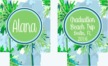 Load image into Gallery viewer, Palm Tree Huggers. Beachy Bachelorette or Birthday Beach Coolies. Beach Party Favors. Personalized Family Vacation Beach Coolies!