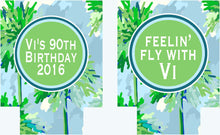 Load image into Gallery viewer, Palm Tree Huggers. Beachy Bachelorette or Birthday Beach Coolies. Beach Party Favors. Personalized Family Vacation Beach Coolies!