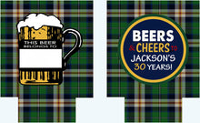 Load image into Gallery viewer, Green Plaid Party Huggers. Plaid Bachelor or Birthday Party Can Coolers. Plaid Bachelor Party Favors.