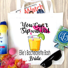 Load image into Gallery viewer, Tropical Drink Tote bag. Party Drink Bachelorette or Girls Weekend Totes! Bachelorette Party Favor Bag.