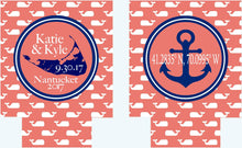 Load image into Gallery viewer, Nantucket Party Huggers. Bachelorette/Birthday Nautical Party Coolies. Custom Nantucket Party Favors. Personalized Nantucket Wedding Favors!