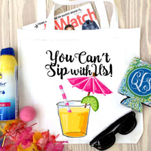 Load image into Gallery viewer, Tropical Drink Tote bag. Party Drink Bachelorette or Girls Weekend Totes! Bachelorette Party Favor Bag.