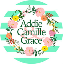 Load image into Gallery viewer, Striped Wreath Door Sign. Perfect baby gift or Great Dorm room decor!