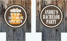 Load image into Gallery viewer, Bachelor Party Woodgrain Huggers. Guy's Birthday Huggers! Bachelor Party Favors. Dirty 30 Birthday Favors. Guy's 21st Birthday Party Favors