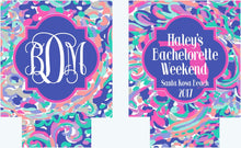 Load image into Gallery viewer, La Playa Personalized Beverage Insulators. Preppy Party favors. Monogram Bachelorette or Birthday Party Favors. Beverage Coolies!