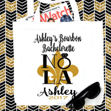 Load image into Gallery viewer, New Orleans Gold Glitter Huggers. NOLA Bachelorette or Birthday Party Favors. New Orleans Party Favors. Personalized NOLA Favors! NOLA 21st!