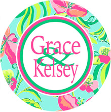 Load image into Gallery viewer, Tropical Flowers Dorm Door Sign is a great gift! Roommate sign too! Perfect on a dorm door! Nursery or girls room sign.