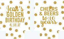 Load image into Gallery viewer, Gold and White Polka Dot Huggers. Bachelorette or Birthday Huggers. Gold "Glitter" Girl's Weekend Favors. Golden Birthday Party Favors.