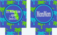 Load image into Gallery viewer, Palm Tree Vacation Huggers. Bachelorette or Birthday Beach Can Coolies. Beach Wedding Party Favors.Personalized Family vacation Huggers!