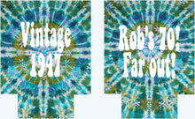 Load image into Gallery viewer, Tie Dye Party Huggers. Hippie 70's tie dye Birthday Party Huggers. Retro Birthday Coolies. 70's theme Party Favors