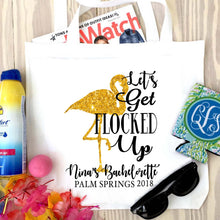 Load image into Gallery viewer, Flamingo "Glitter" Personalized Tote Bag