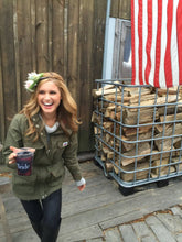 Load image into Gallery viewer, Plaid Camp Bachelorette Huggers. Plaid Bachelorette or Birthday Party Favors too! Plaid Camping Party Huggers. Flannel & Fizz