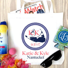 Load image into Gallery viewer, Nantucket Tote bag. ACK Party Favors! Nantucket Bachelorette or Girls Weekend Tote Bag. Nantucket Wedding Welcome Bag.