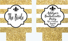 Load image into Gallery viewer, New Orleans Gold "Glitter" Party Huggers. NOLA Bachelorette or Birthday Party Coolies. New Orleans Party Favors. Personalized NOLA Coolies!