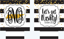 Load image into Gallery viewer, Polka Dot "Glitter" Dot Huggers. Glitter Black and Gold Party Huggers. Glitter Bachelorette or Birthday Party Favors.