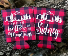 Load image into Gallery viewer, Buffalo Plaid Party Huggers. Birthday Coolies! Plaid Bachelorette Party Favors too! Family Vacation Buffalo Check Huggers. Lumberjack Party!