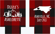 Load image into Gallery viewer, Buffalo Plaid mountain Huggers. Bachelor, Bachelorette or Birthday Party Favors. Mountain Bachelor Party Favors! Ski Vacation favors!