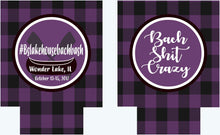 Load image into Gallery viewer, Lake Vacation Huggers. Personalized Nautical Buffalo Plaid Coolies. Lake House Coolies. Lake or River party Favors