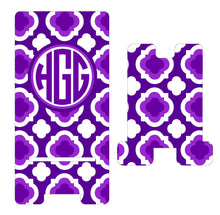 Load image into Gallery viewer, Purple Quatrefoil Phone Stand