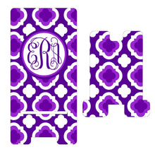 Load image into Gallery viewer, Purple Quatrefoil Phone Stand