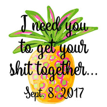 Load image into Gallery viewer, Pineapple Hangover bag. Pineapple Oh Shit Kits! Bachelorette or Bridesmaid Mini Tote Bag. Custom Pineapple Favor Bag.