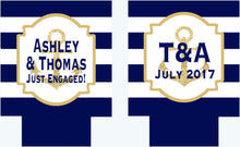 Load image into Gallery viewer, Navy and White "Glitter" Anchor Huggers. Nautical Bachelorette or Birthday Huggers. Nautical Slim Can Party Favors. Nautical Wedding Favors