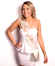 Load image into Gallery viewer, Miss to Mrs. 4" Bridal Sash. Wedding Sash. Bride to be Sash. Bridal Shower Satin Sash. Bridal Shower Gift. Bride to Be Sash!