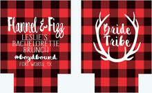 Load image into Gallery viewer, Red Plaid Antler Party Huggers. Plaid Bachelorette Party Favors! Mountain Vacation Flannel Party Huggers. Asheville Party Flannel Fling!