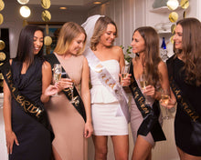 Load image into Gallery viewer, Wedding Party 4" Sash. Bride Sash. Wedding Sash. Bachelorette Party Sash. Bridal Party Satin Sash. Bridesmaid gifts.Wedding Party Sash