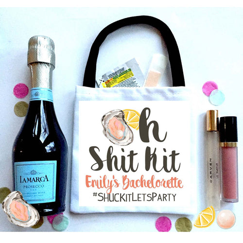 Oyster Party Hangover bags!  Oyster Birthday or Bachelorette favors. Personalized EMPTY Oh Shit Kits. Oyster Roast Party Favor Bags