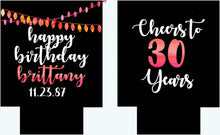 Load image into Gallery viewer, Festive Lights Party Huggers. Birthday or Bachelorette Huggers. 30, 40,50, 60 ect Birthday Coolies. Elegant Party Favors!