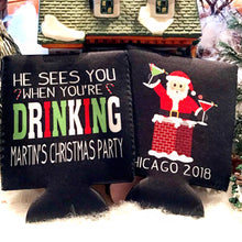Load image into Gallery viewer, Dirty Santa Christmas Party Huggers. Personalized Christmas Party Coolies. Dirty Santa Christmas Favors. Christmas Wedding Shower Huggers!