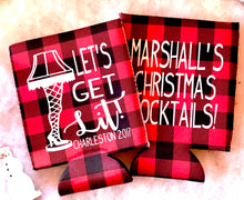 Load image into Gallery viewer, Getting Lit Christmas Plaid Party Huggers. Personalized Christmas Party Favors. Plaid Wedding Shower Huggers! Birthday and Bachelorette too!