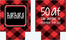 Load image into Gallery viewer, Buffalo Plaid Party Huggers. Personalized Lumberjack party Favors. Plaid Bachelorette or Birthday party Favors.