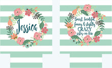 Load image into Gallery viewer, Wreath Wedding or Bachelorette Huggers. Personalized Bachelorette Coolies. Birthday Party Favors. Monogram Coolies! Bridesmaid Gifts.