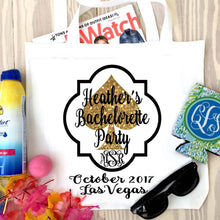 Load image into Gallery viewer, Gold and White Glitter Vegas Huggers. "Glitter" Bachelorette or Birthday Huggers. Personalized Gold Glitter Bachelorette Party Favors.