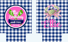 Load image into Gallery viewer, Gingham Party Huggers. Personalized Beach Bachelorette or Birthday Coolies.Florida Bachelorette Favors. Miami Party Huggers.